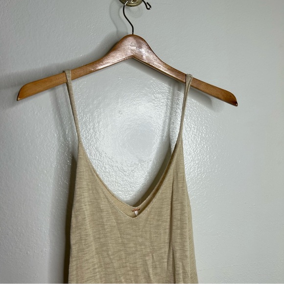 Free People Knit Cotton Viscose Neutral Long Tunic Tank Top Size Small - Picture 5 of 13